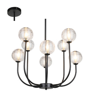 RADIANT RCH122 METAL/GLASS 8LT CHANDELIER MATT BLACK